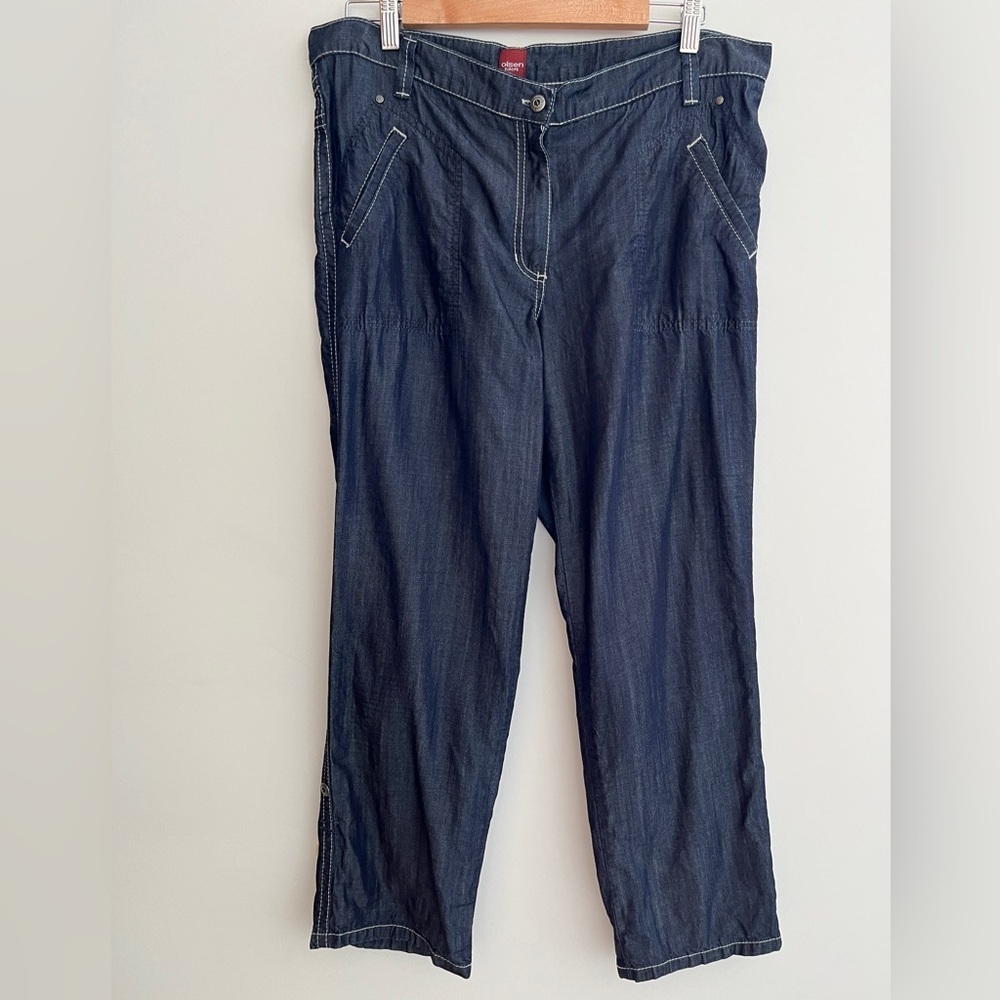 OLSEN EUROPE Lisa Pants Roll Tab Leg Convertible 100% Lyocell Lightweight Summer